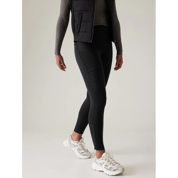 Athleta DELANCEY MOTO TIGHTS Black Leggings Med - Picture 1 of 9